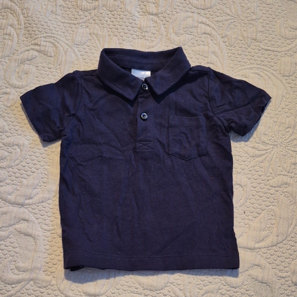 Hanna Andersson 75 12-18 months blue polo short sleeve shirt VGUC